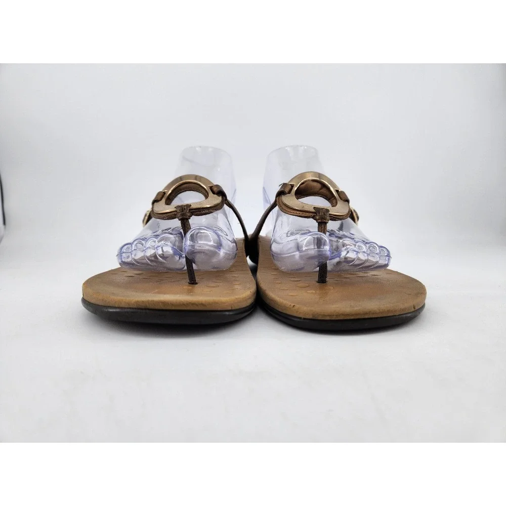 Vionic Park Orchid Thong Sandals Womens 9 Bronze‎ Metallic Gold Ring Orthaheel